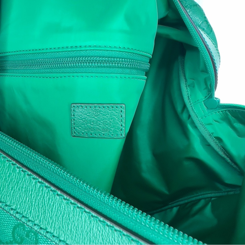 0430JPL New Gucci GG Web Duffle Bag in Green GG Supreme Crystal Coated Canvas - Picture 8 of 8
